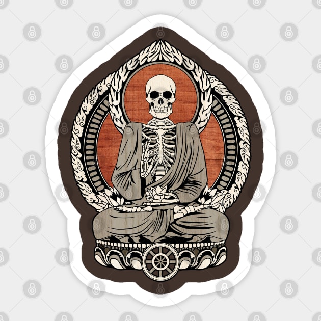 Starving Buddha Wood Grain Sticker by GAz